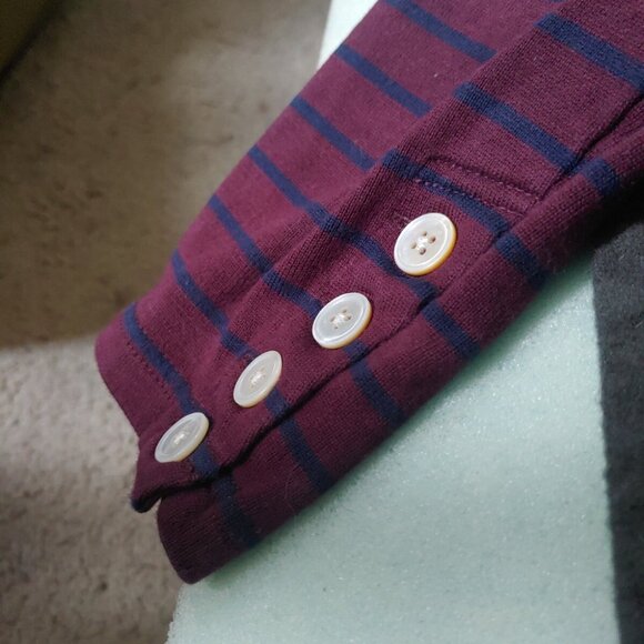 Fred Perry Tunic Dress Stripes Boat Neck Sz 8 burgundy & navy gold logo - Picture 5 of 7